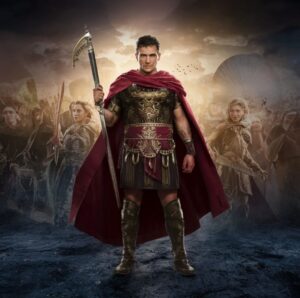 תמונה שמכילה כלי נשק, לבוש, דמות בדיונית, שיריון התיאור נוצר באופן אוטומטי