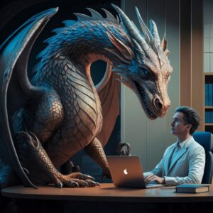 תמונה שמכילה מחשב, דינוזאור, פסל, בתוך מבנה התיאור נוצר באופן אוטומטי