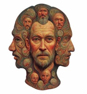 תמונה שמכילה פני אדם, אומנות, איש, מצח התיאור נוצר באופן אוטומטי