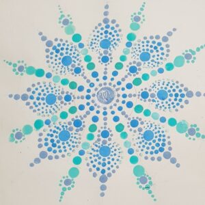 A blue and white dot art AI-generated content may be incorrect.