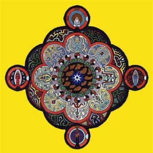 A colorful circular design on a yellow background AI-generated content may be incorrect.