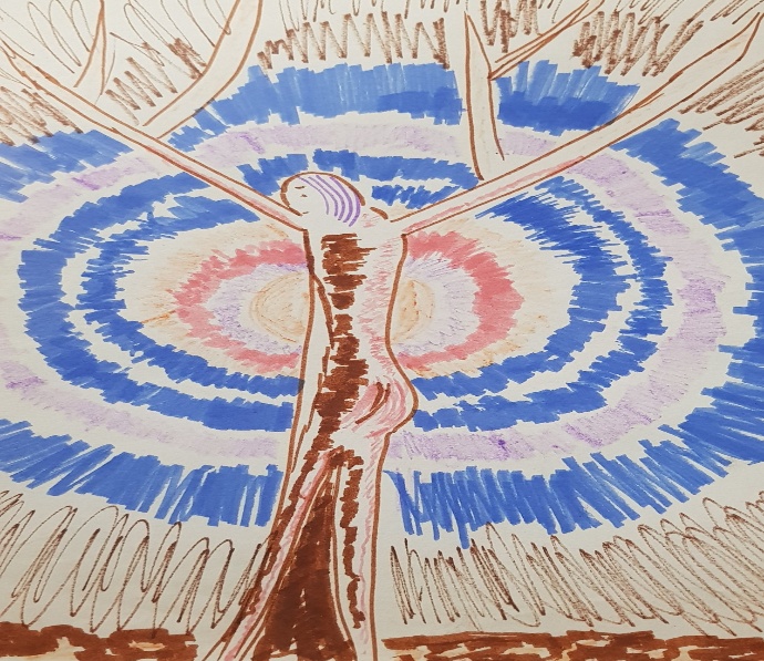 A drawing of a person with her arms raisedAI-generated content may be incorrect.