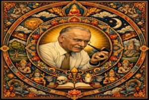 A painting of a person smoking a pipe