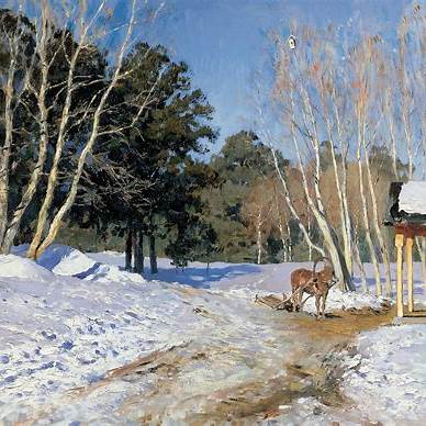 A painting of a deer in a snowy forestAI-generated content may be incorrect.