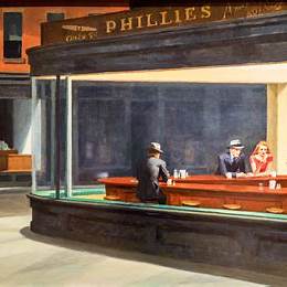 A painting of people sitting at a barAI-generated content may be incorrect.